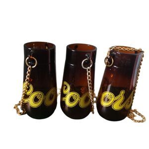 RARE  Set of 3 Coors Amber Glass Hanging candle holders with chain Chandalier